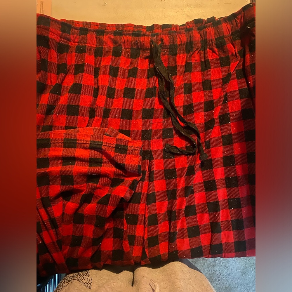 red plaid George pajama pants